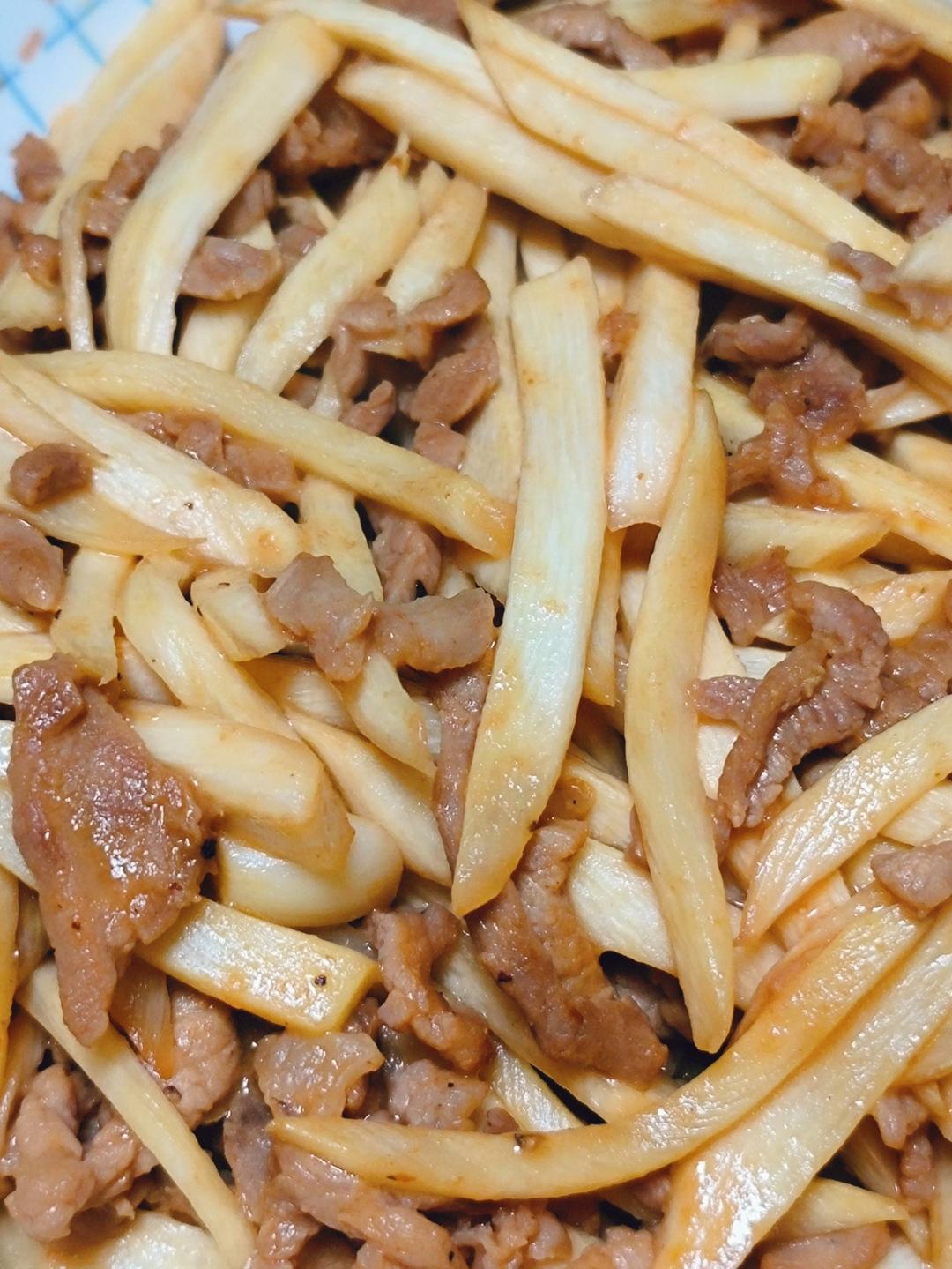 ♨️家常菜.茭白炒肉丝.马克西姆不粘锅