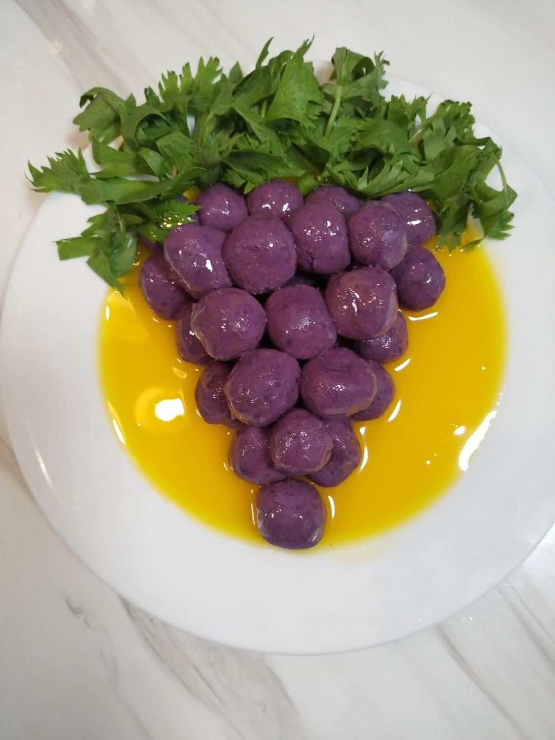 创意年夜菜|紫气东来  硕果累累（改良版奶香紫薯葡萄）