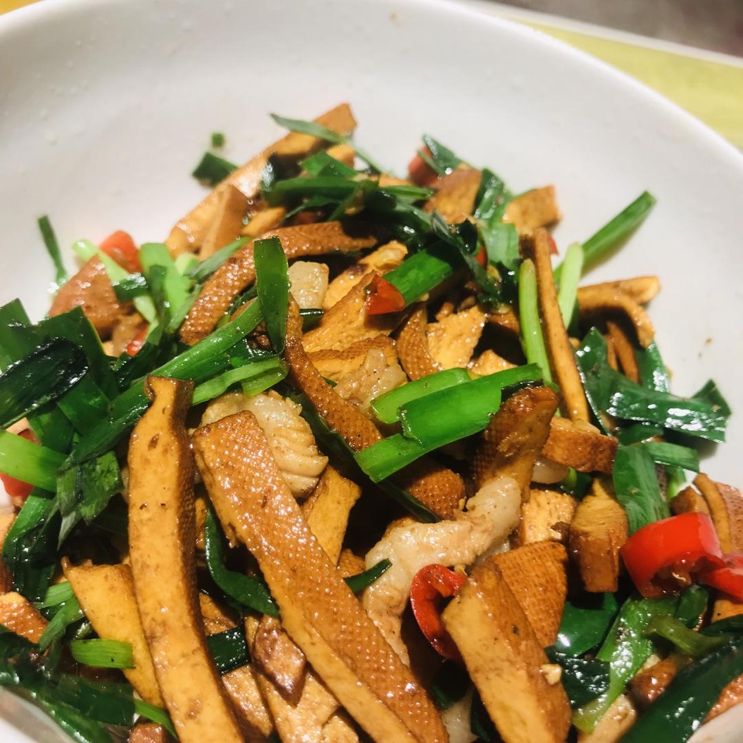 橘子柠檬水儿做的韭菜豆腐干肉丝
