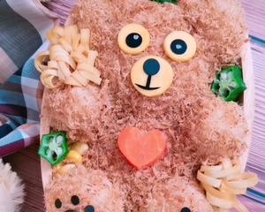 🐻泰迪熊便当🐻卡通小熊儿童餐🐻创意可爱造型肉松米饭🍱的做法 步骤1
