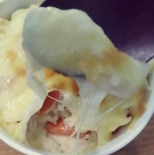 鲜虾培根芝士焗饭