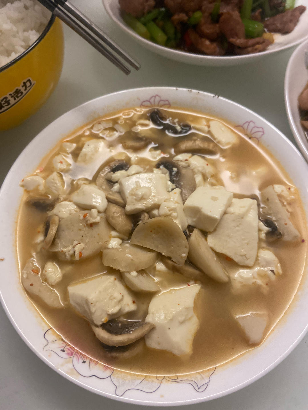 松茸鸡汁口蘑豆腐【低脂美味】