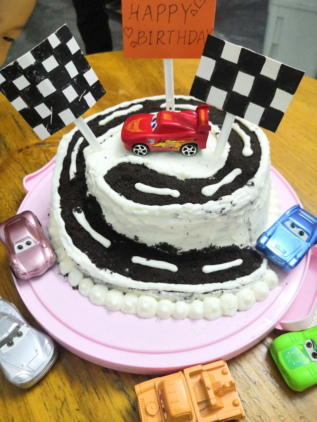 6寸戚风盘山公路汽车赛道蛋糕