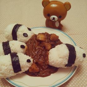 熊猫争食---咖喱牛肉饭