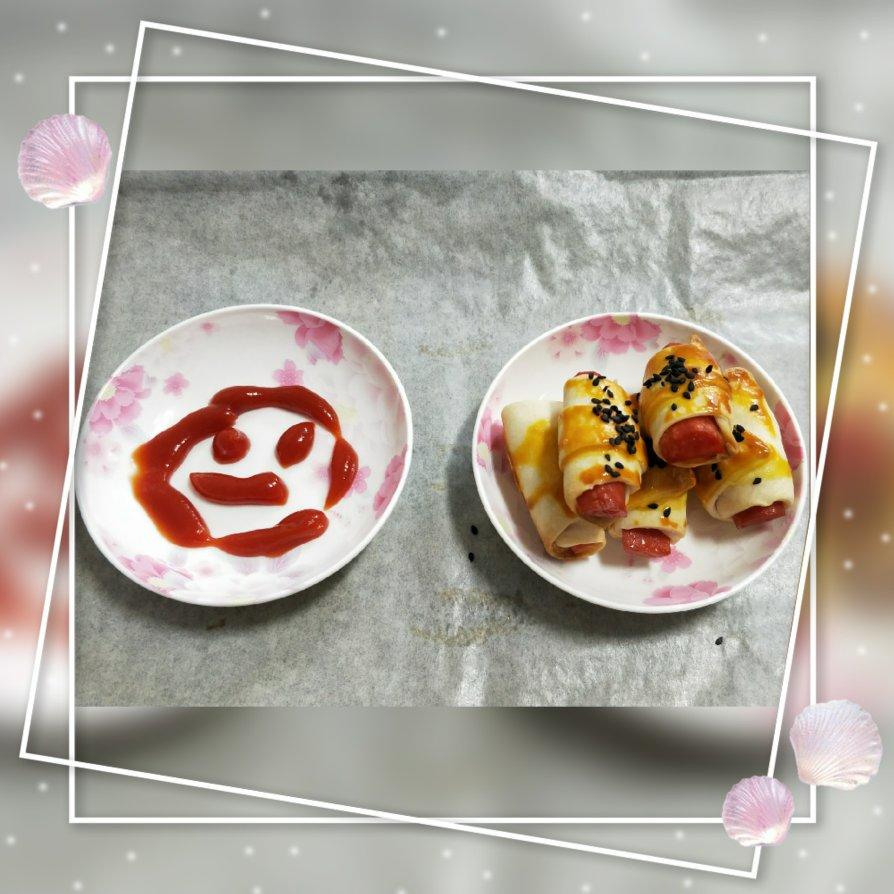 香肠酥皮卷：手抓饼皮还能这样吃，不用和面快速搞定早餐