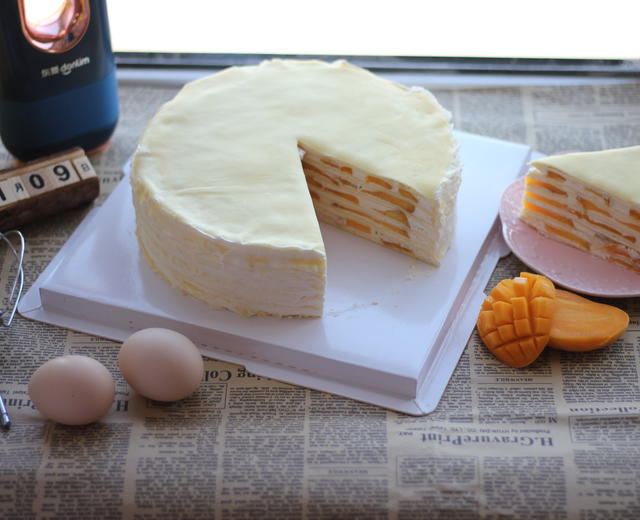 芒果千层蛋糕8寸（超详细）的做法