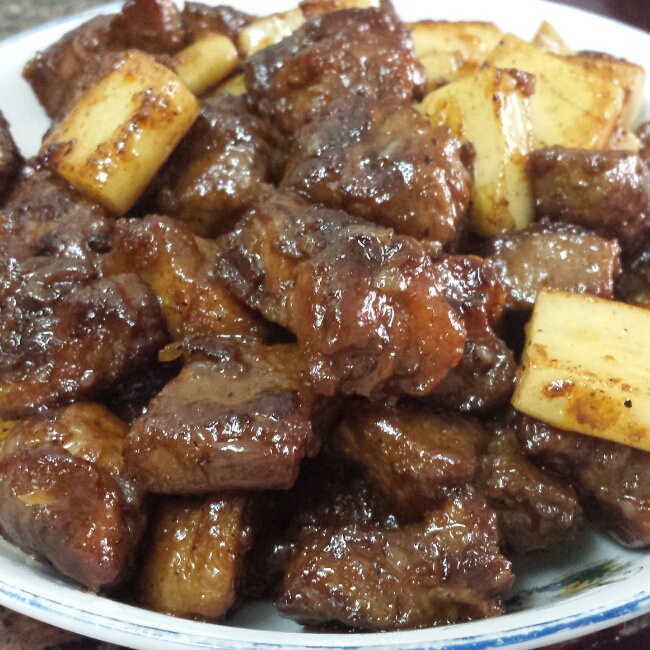 黑椒年糕牛肉粒