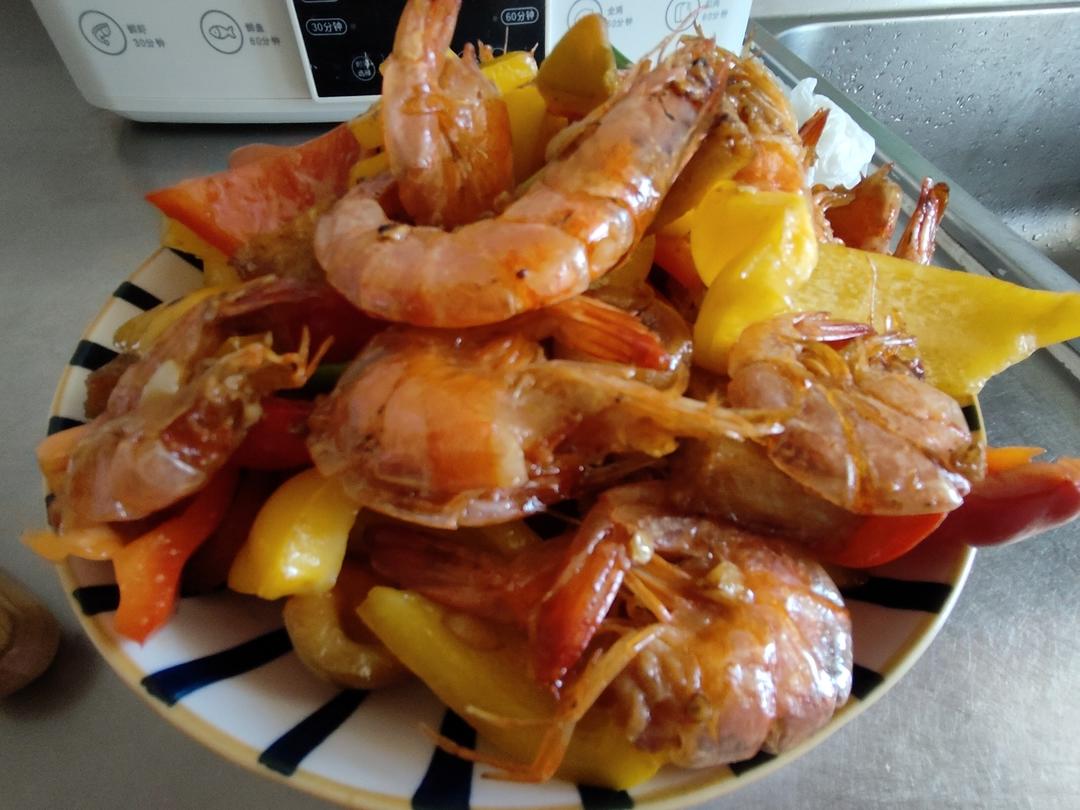 虾干炒黄色菜椒