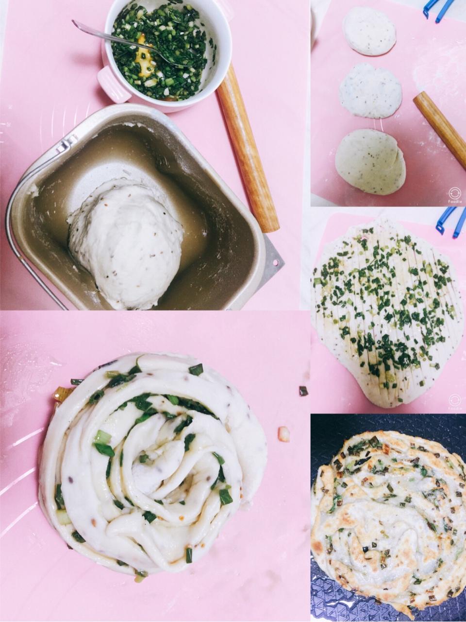 烫面葱花手撕饼