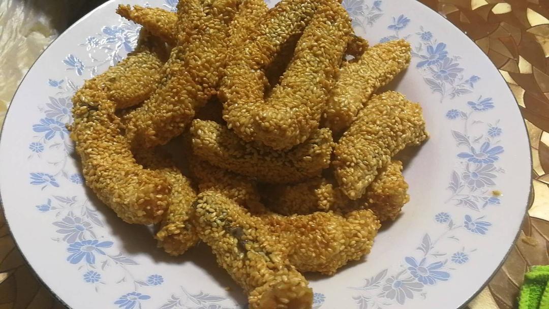 wl王嘉他老妈做的芝麻鱼条