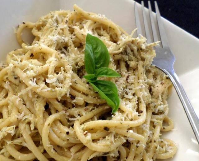 鸡肉罗勒青酱意面 chicken basil (pesto) spaghetti