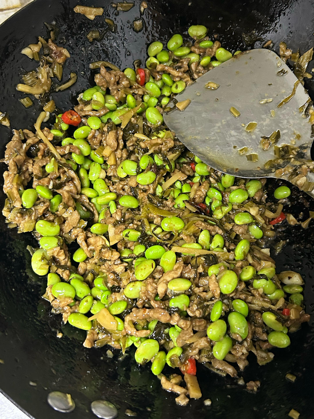 毛豆雪菜炒肉丝