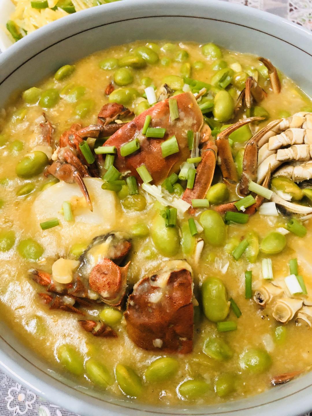 毛豆年糕面拖蟹