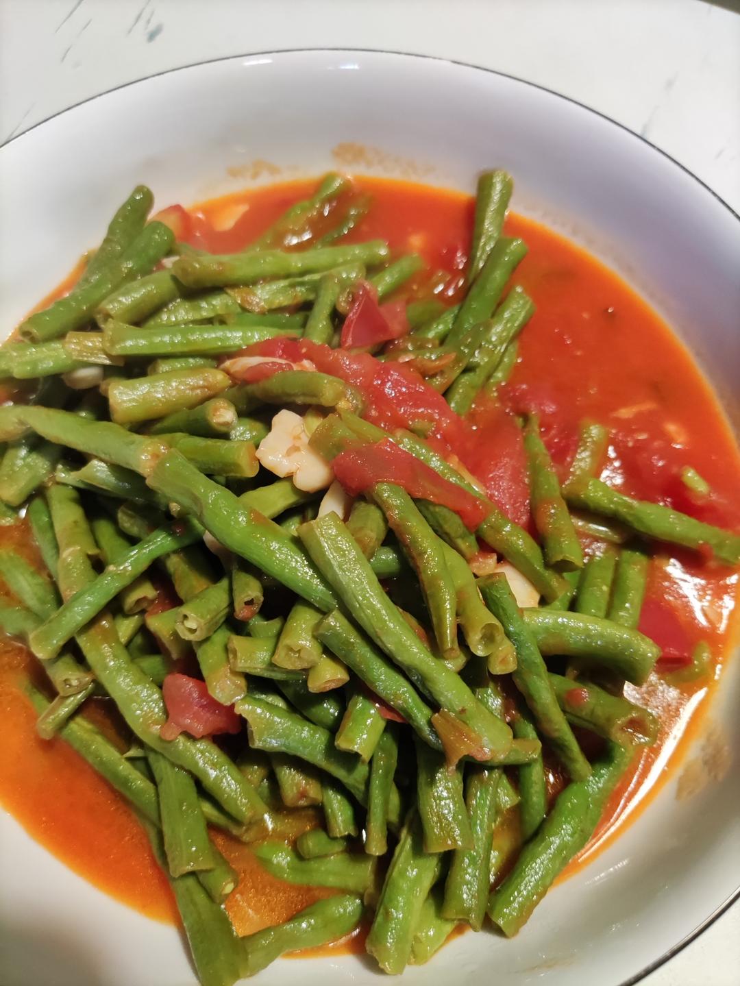 明日便当之能吃3碗饭的西红柿豇豆