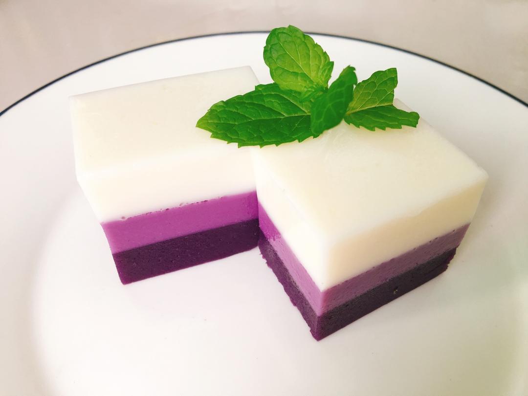 陆晓的晓做的奶香紫薯三色羊羹