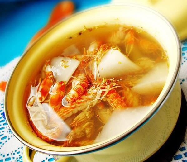 桂花萝卜虾汤的做法
