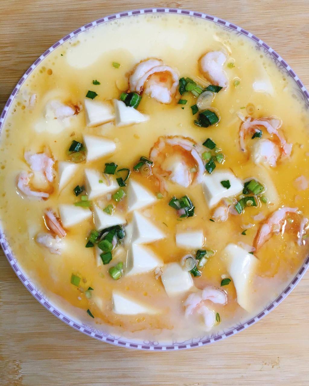 虾仁豆腐蒸水蛋