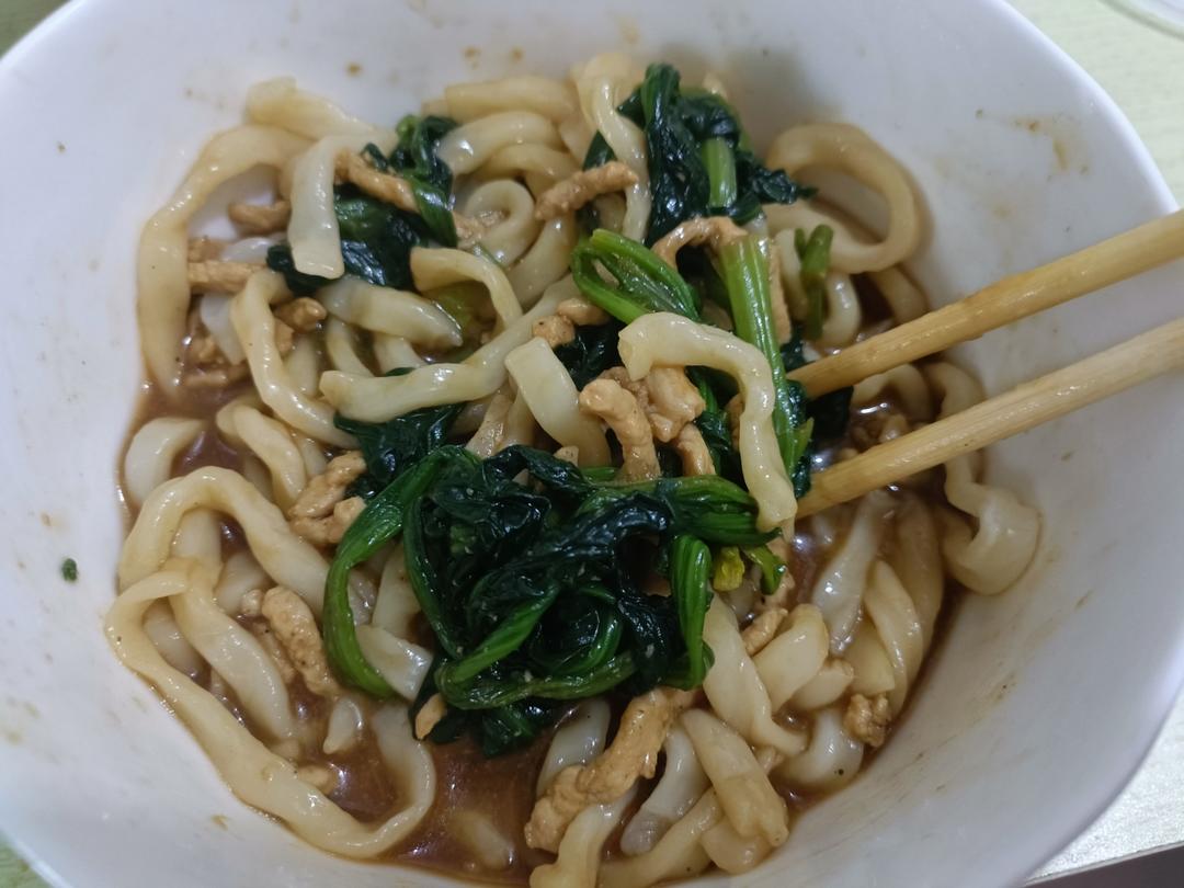 家常快手肉丝菠菜面（回魂面）