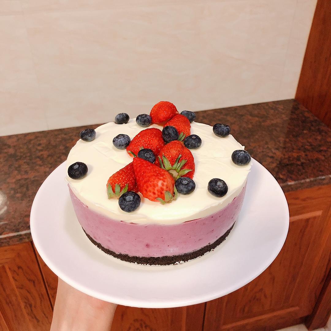 渐变蓝莓冻芝士蛋糕（免烤）