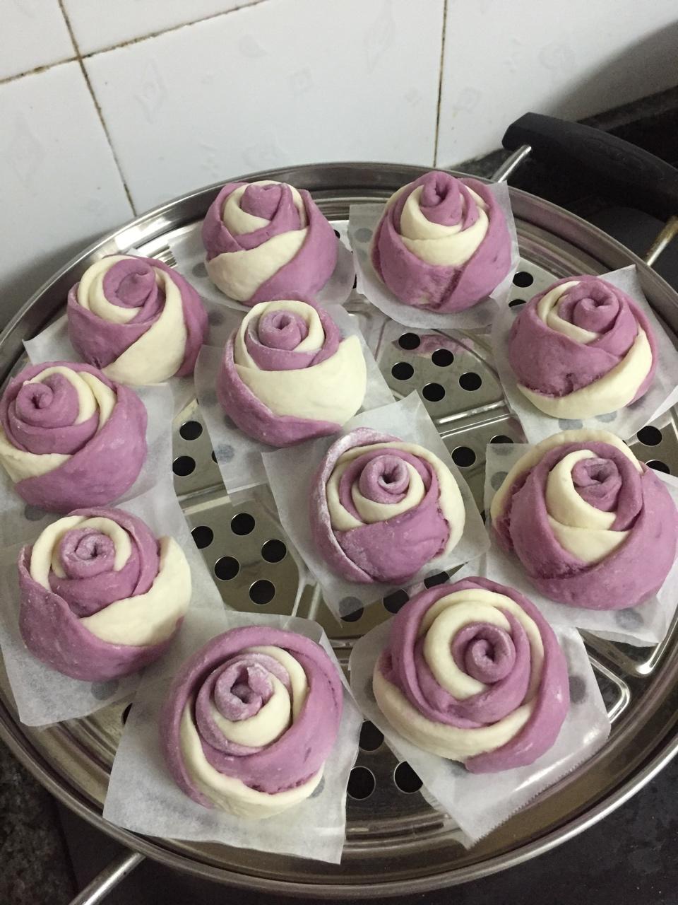 牛奶紫薯玫瑰花馒头