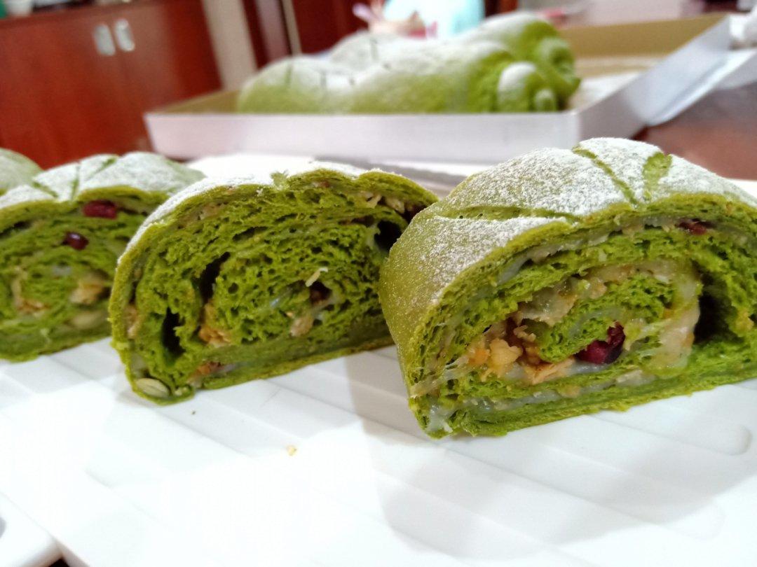 比原麦山丘还好吃的【抹茶麻薯古早味面包】肉松红豆沙