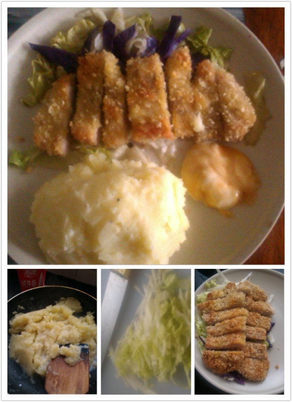 煎猪排+土豆泥