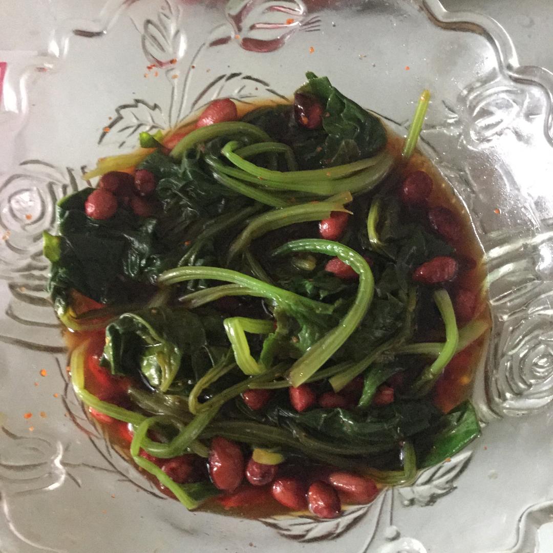 凉拌陈醋菠菜花生米（东北版）