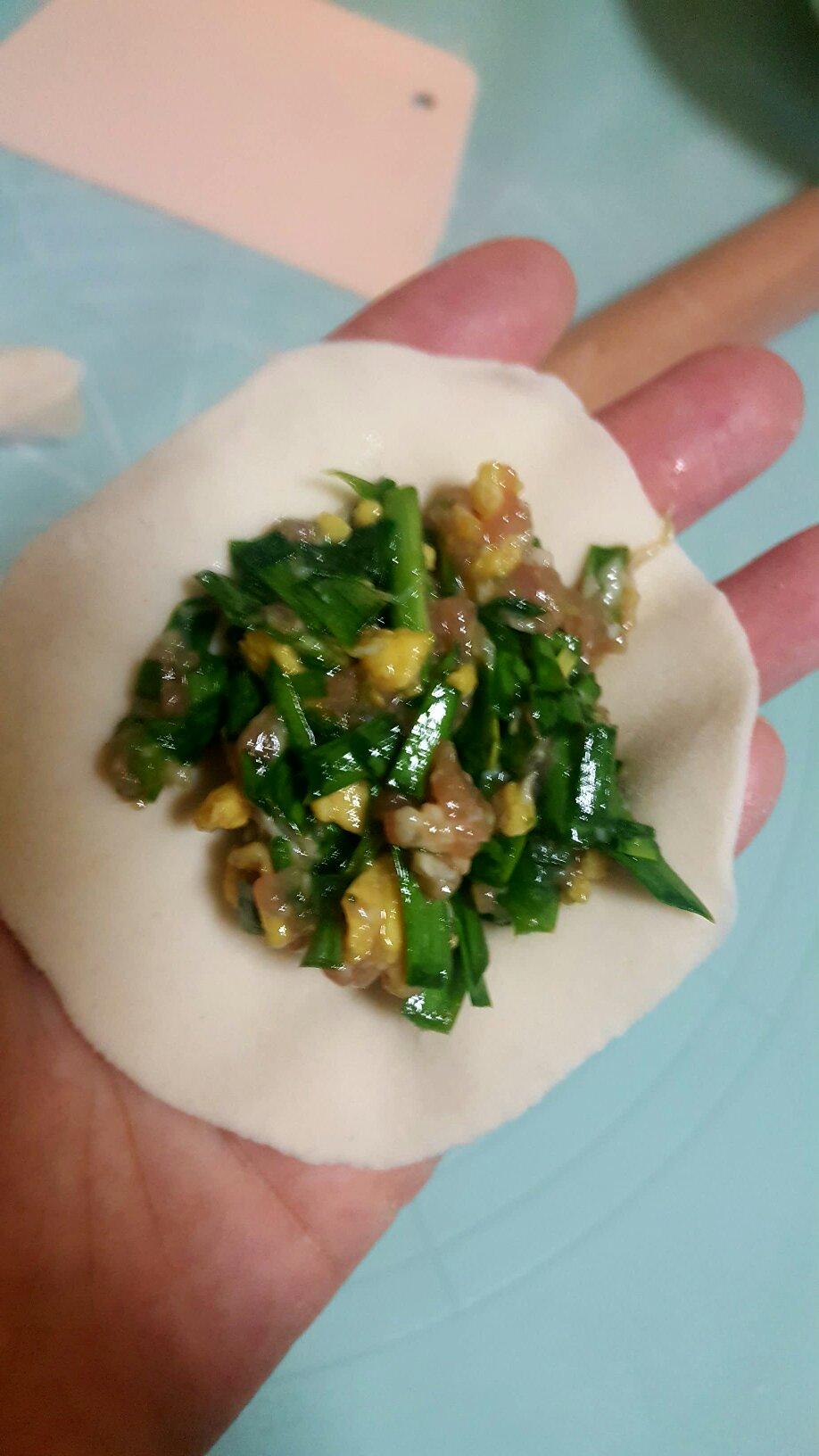 韭菜鸡蛋肉饺（自制饺子皮-面包机）的做法 步骤7
