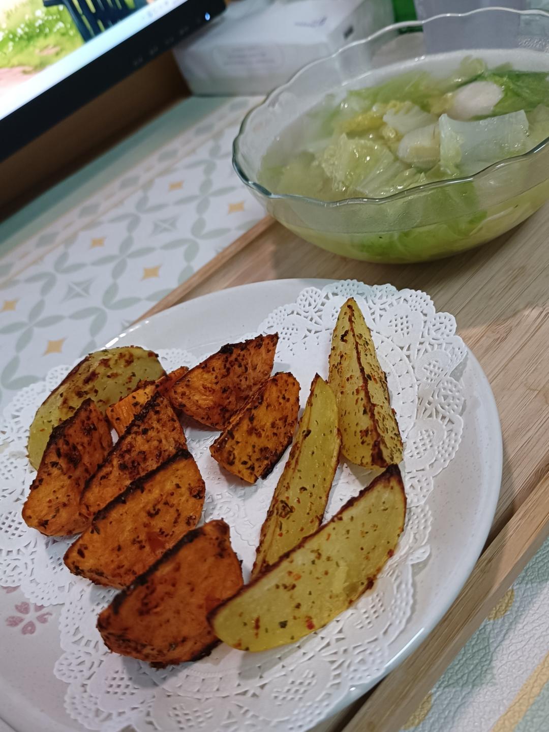 烤薯角+蓝莓+无糖酸奶