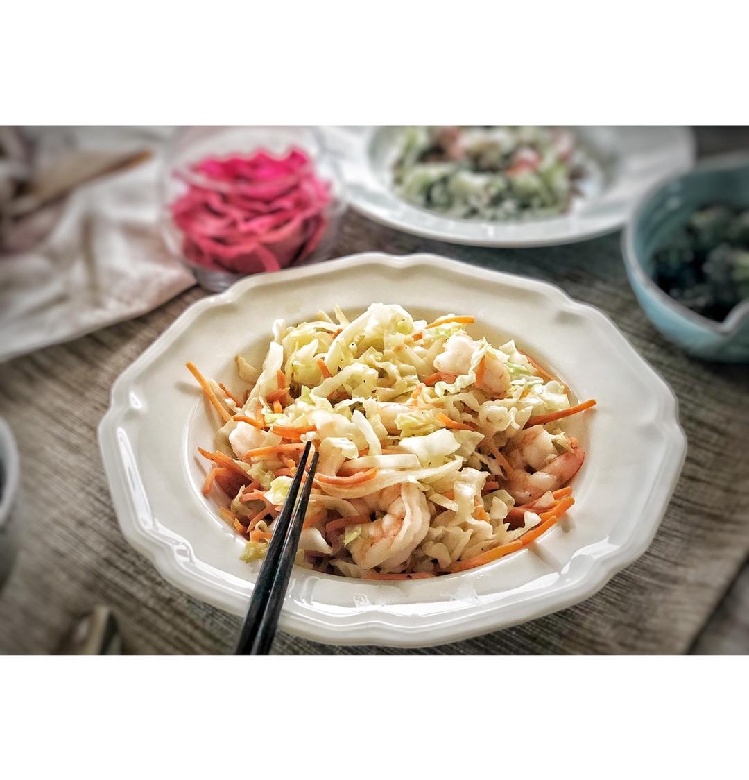 清爽卷心菜胡萝卜炒虾仁「好好吃饭健康瘦」