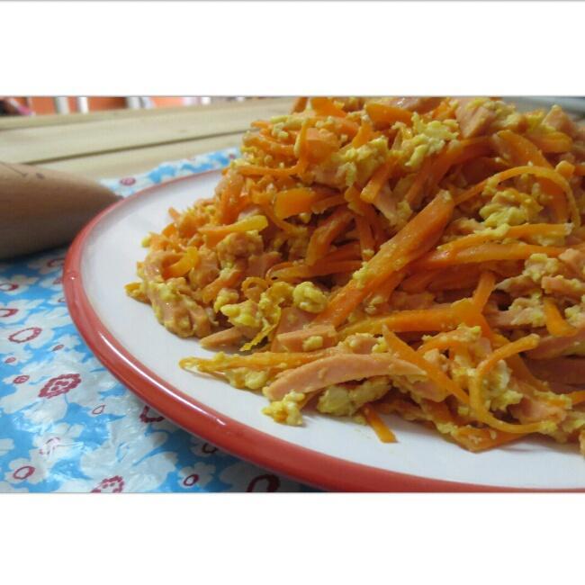食堂菜—胡萝卜火腿炒蛋的做法