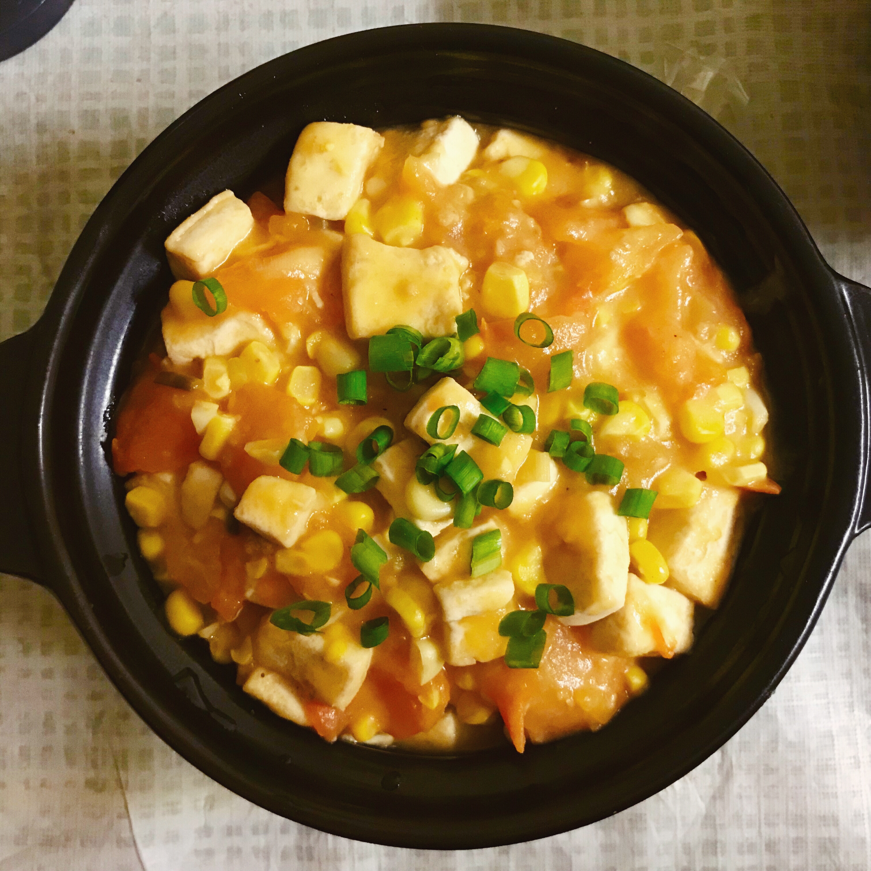 茄汁玉米豆腐煲的做法