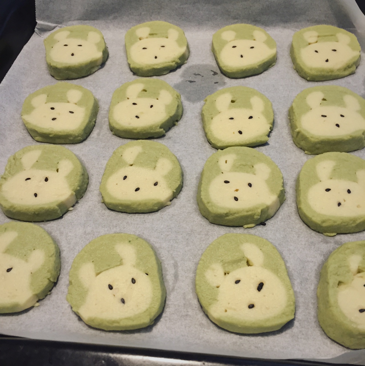 抹茶兔兔曲奇（比熊猫简单！超详细实物图+超良心手绘图）