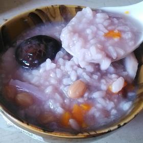 山药紫包菜萝卜粥