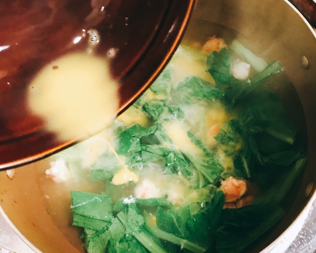 青菜鸡蛋虾仁汤的做法 步骤5