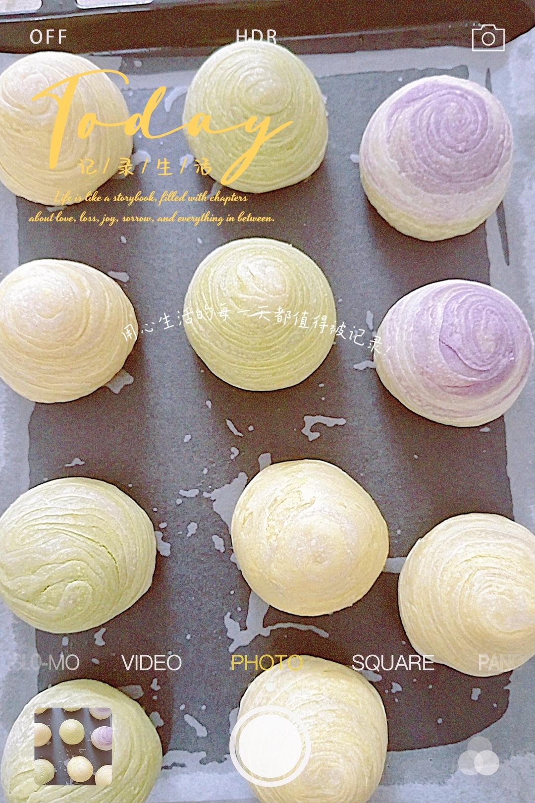 蛋黄酥~紫薯、抹茶、原味~花好月圆，中秋快乐~内附一次做六色蛋黄酥方法~