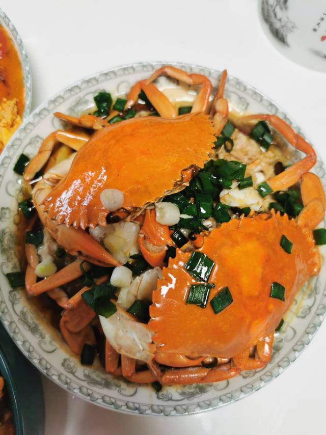 葱油青蟹，肉末蒸青蟹，肉蟹