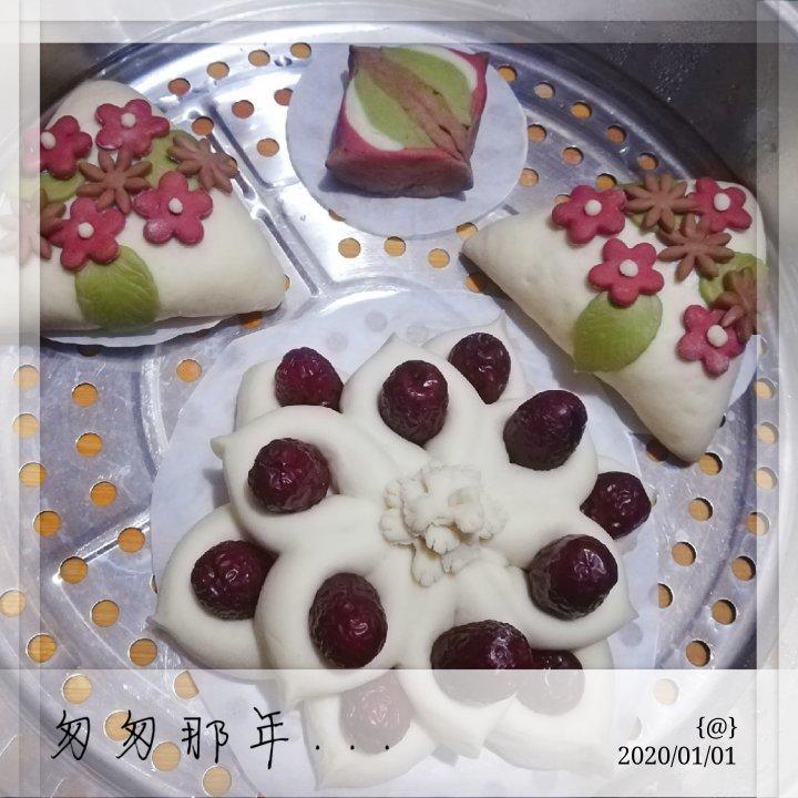 原创·花开富贵~花样奶酪芝麻花生包（一次发酵，超详细版）