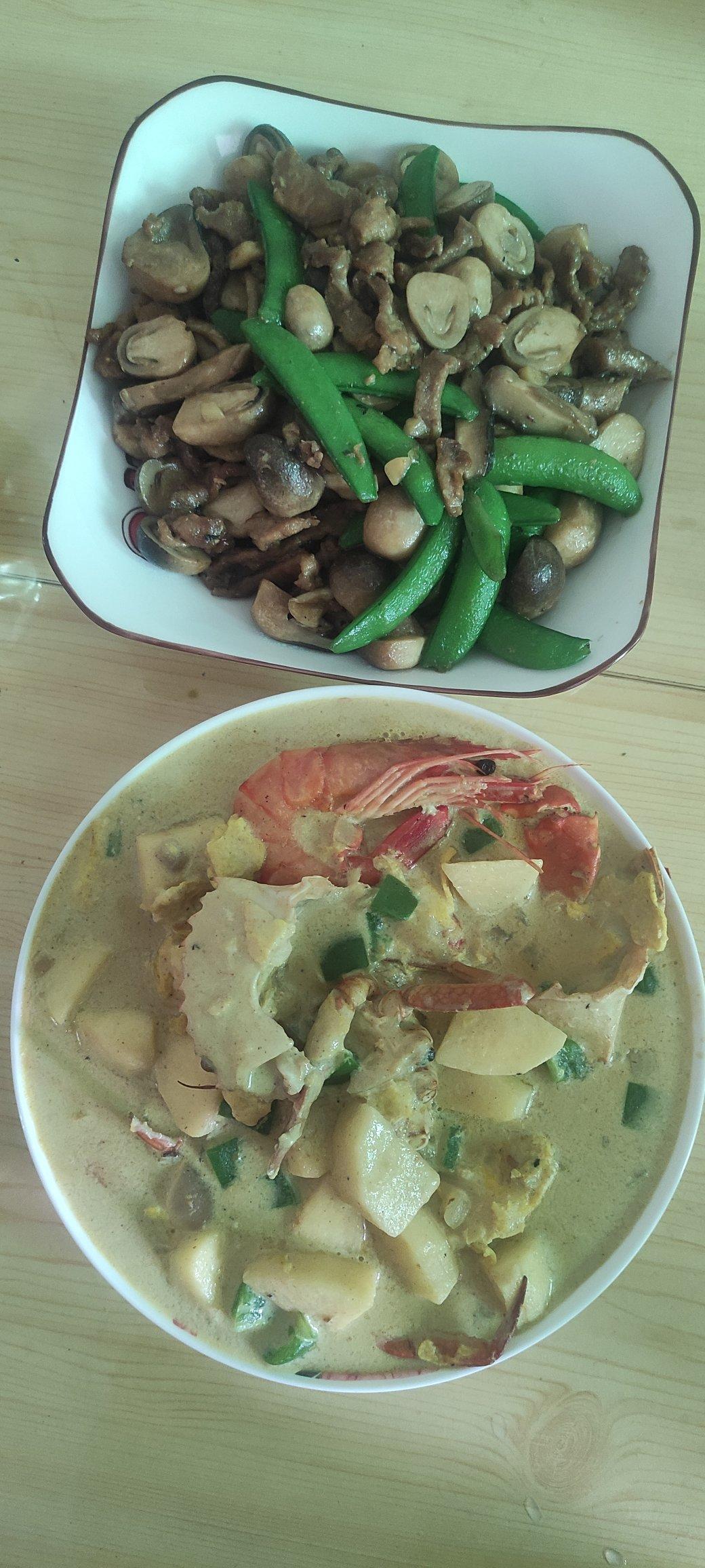奶香苹果咖喱虾