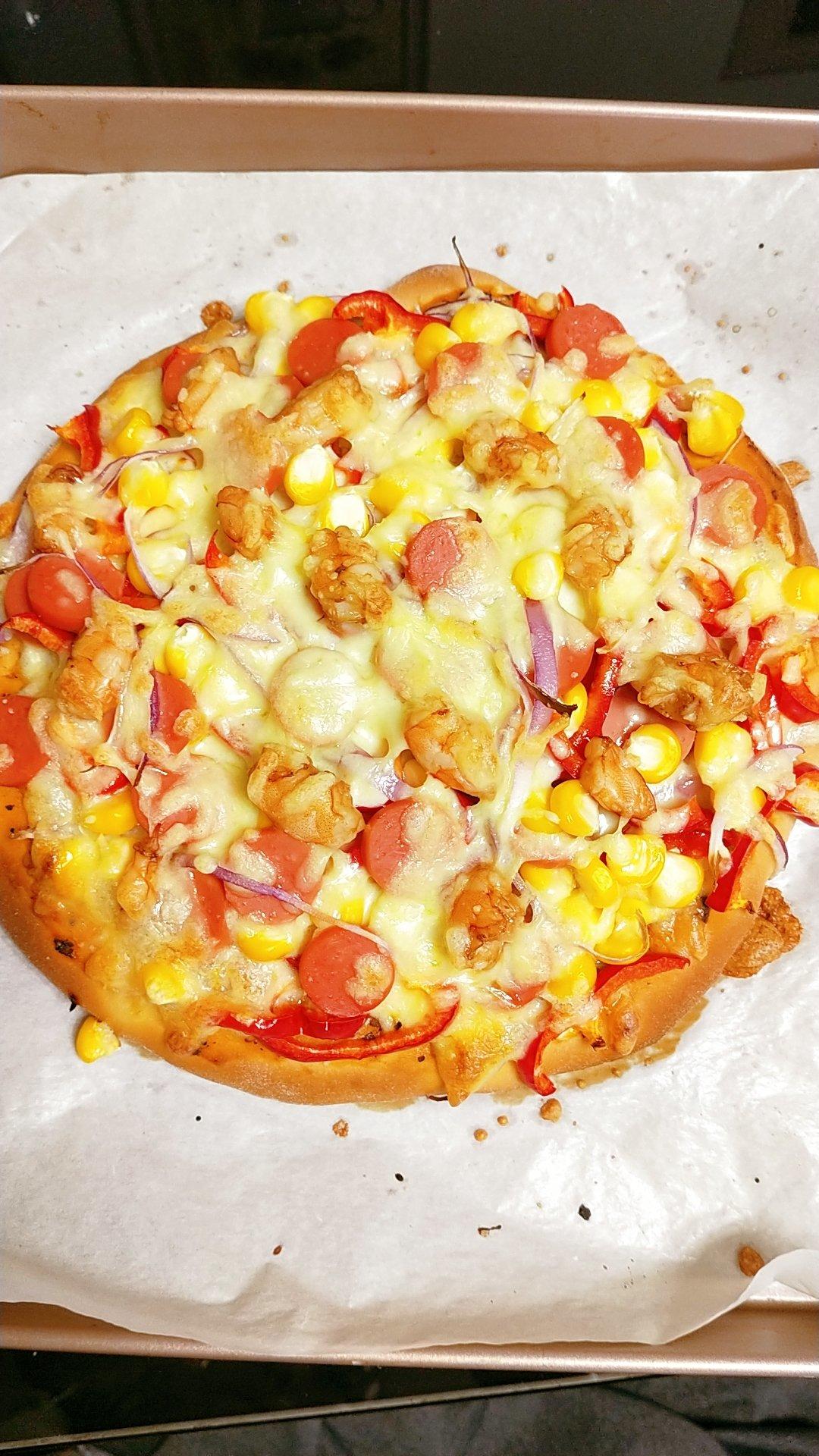 鲜虾🍤培根披萨🍕“内附敲好吃的饼皮做法”
