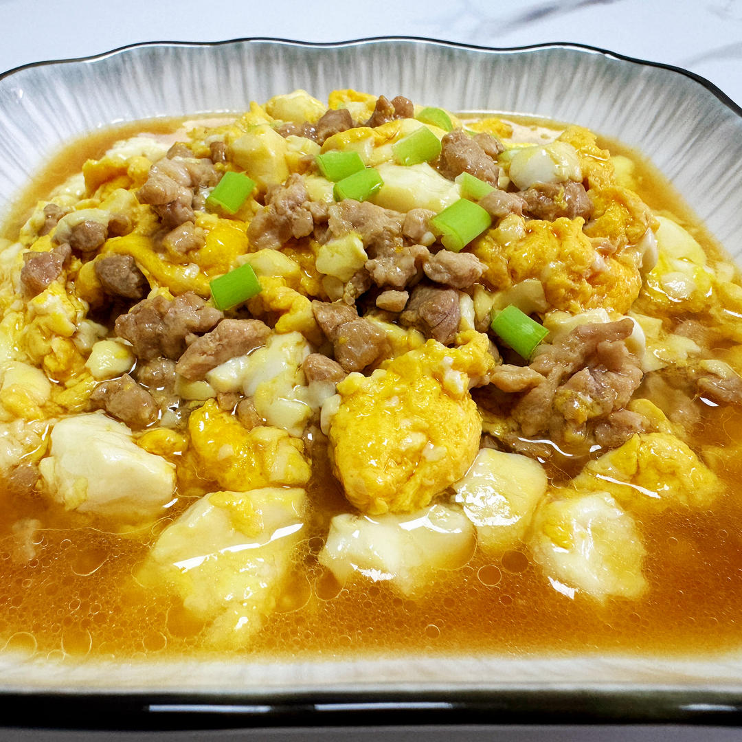 入口即化的肉沫鸡蛋包豆腐
