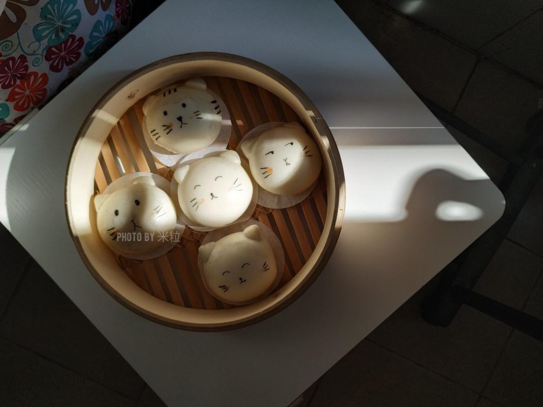 可爱造型馒头 绘画小猫喵