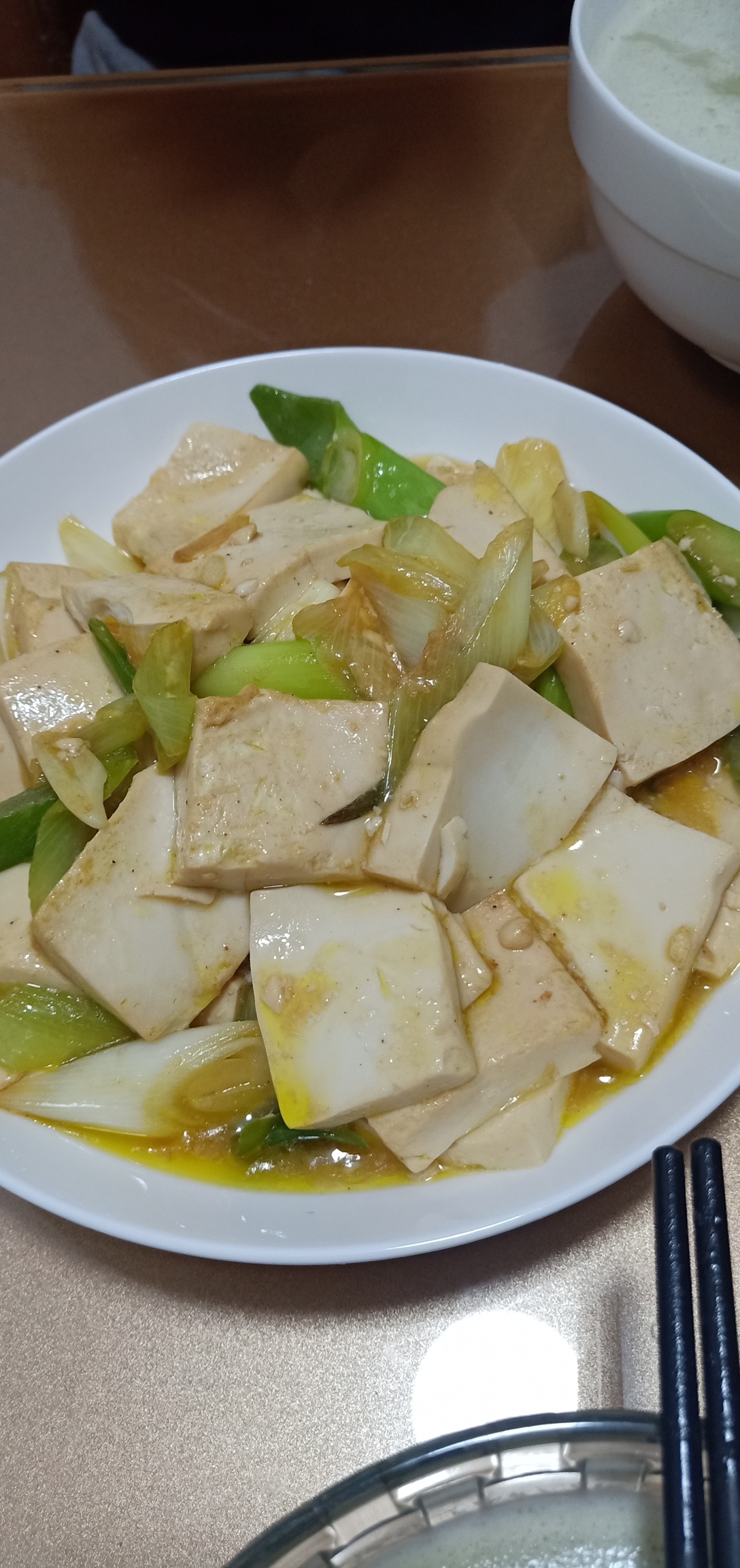 低脂大葱炒豆腐