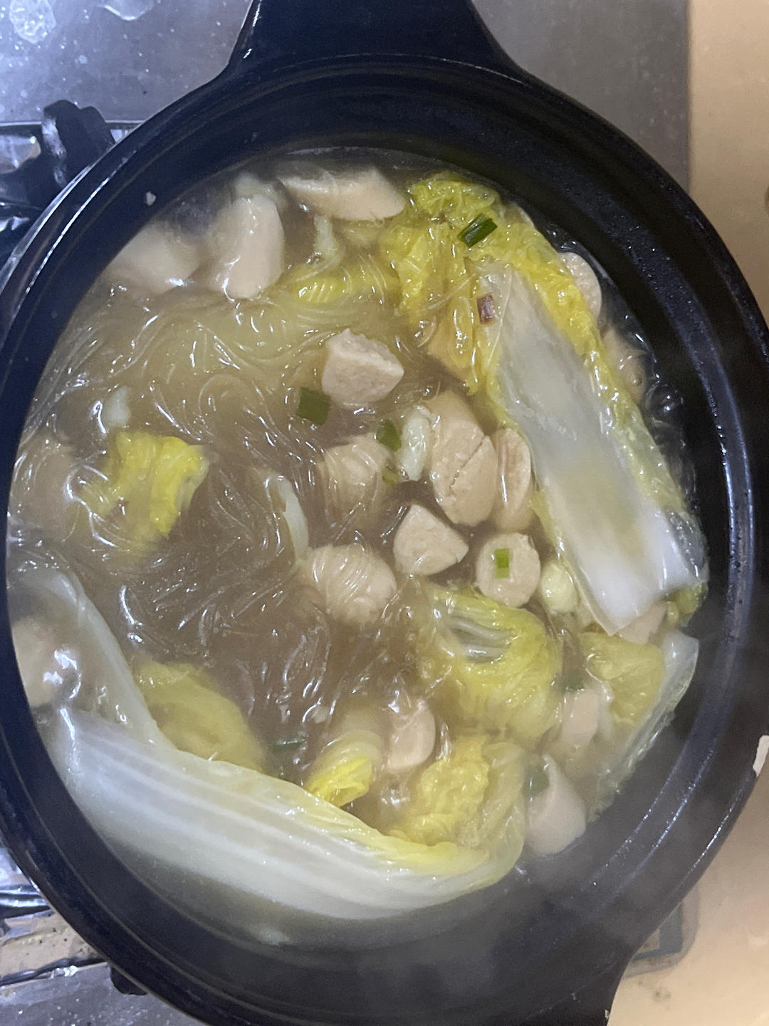 娃娃菜粉丝煲，低卡又鲜美