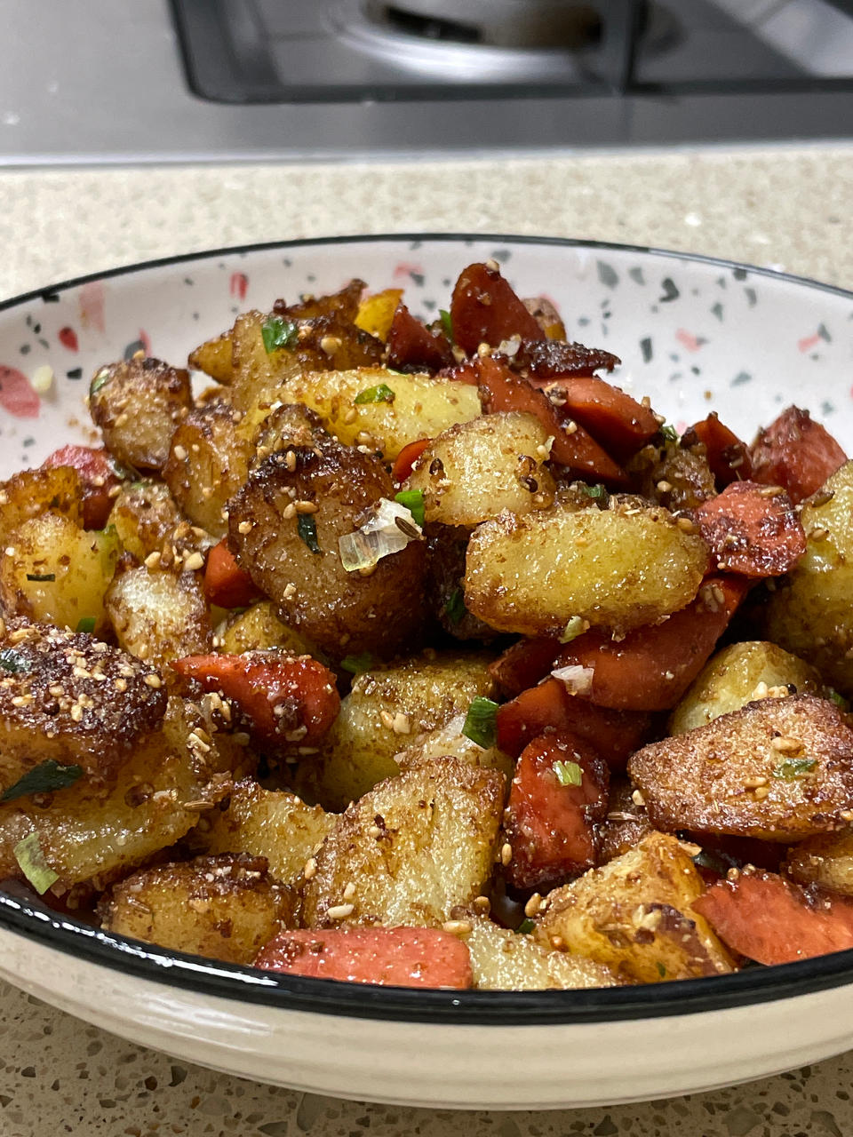 香辣孜然火腿土豆丁