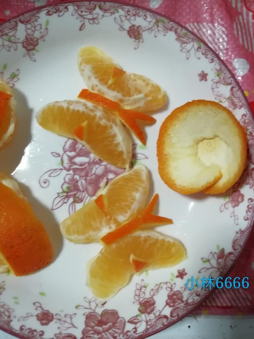 橙子拼盘，蝴蝶造型（创意水果）