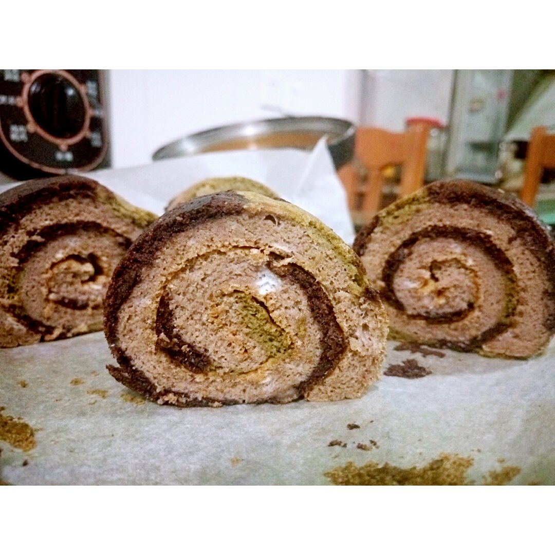 老公迷彩蛋糕卷-可可抹茶口味
