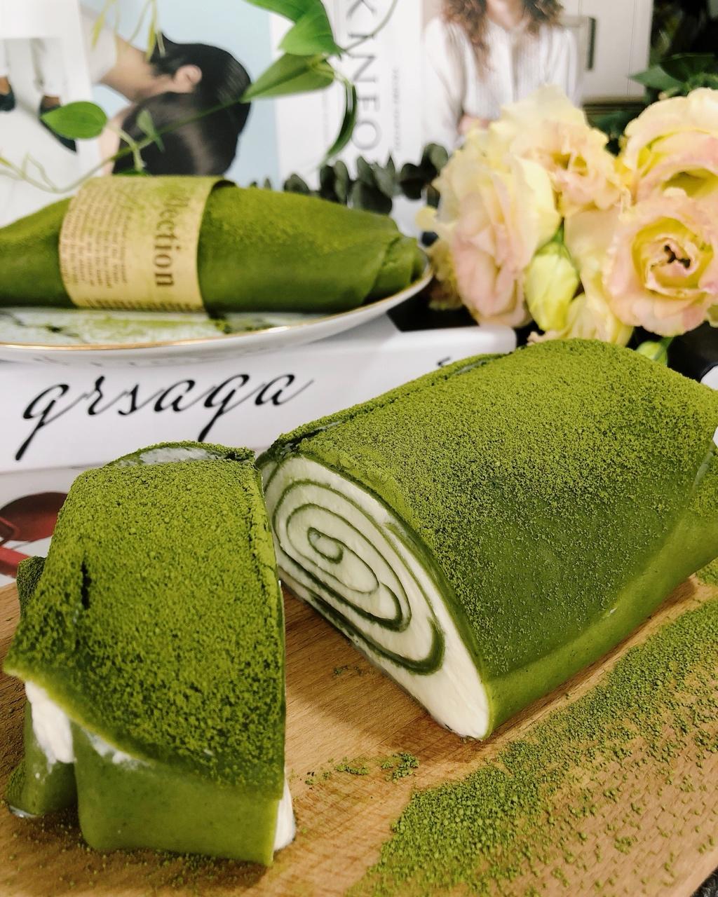 网红食谱│抹茶毛巾卷