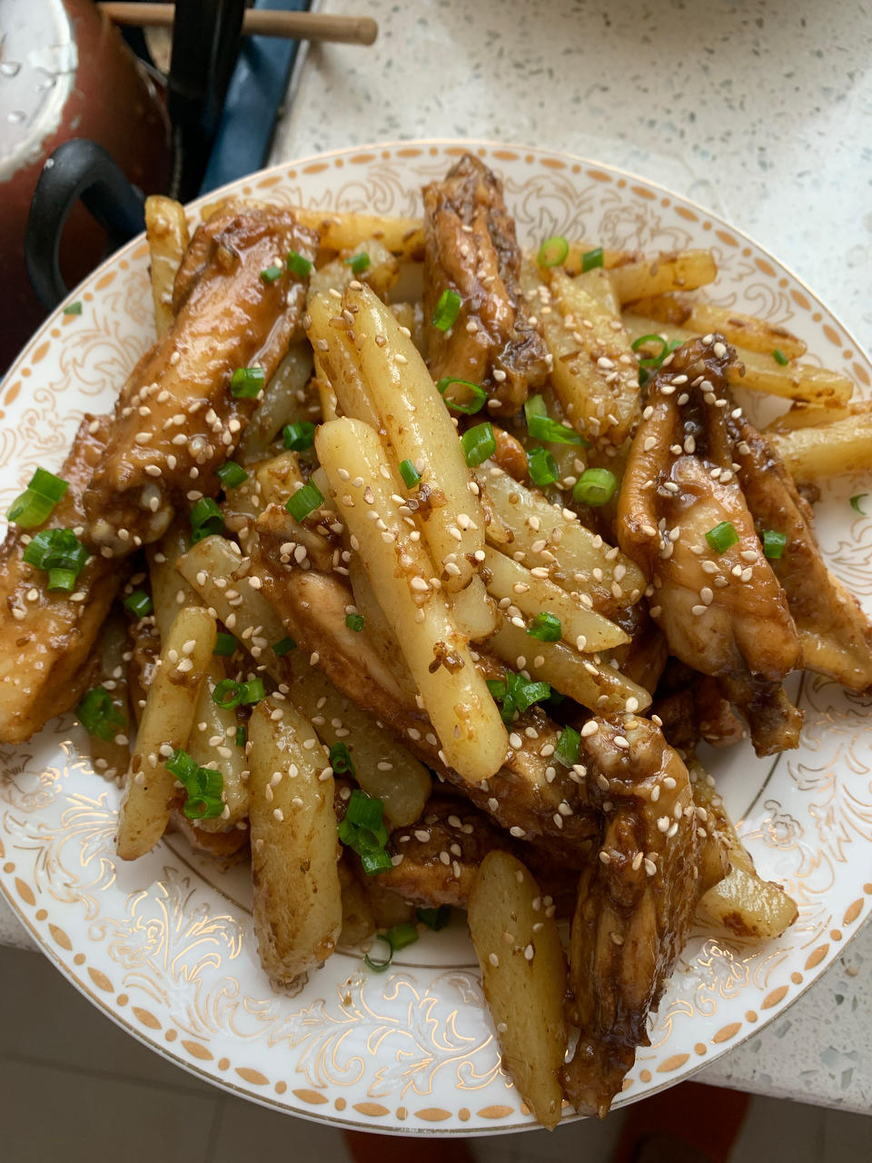 孜然鸡翅土豆条