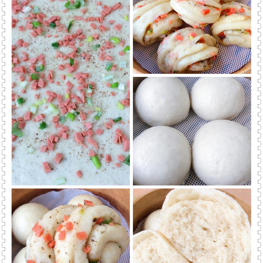 最好吃的火腿葱香花卷—附让葱不变黄的小窍门